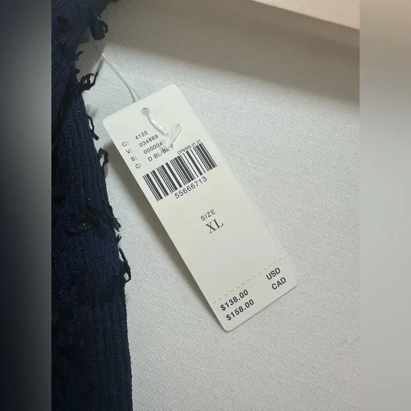 NWT Maeve Miranda Midi Skirt Womens Textured Navy Pull On Ladies XL Anthro - Picture 5 of 10